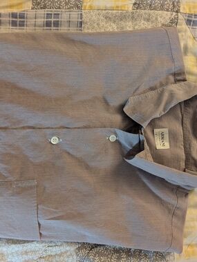 Armani Collezioni Men's Light Blue Stripe Dress Shirt